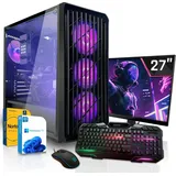 SYSTEMTREFF Gaming Komplett PC - Ryzen 5 7500F - Nvidia GeForce RTX 5050 8GB GDDR6 - 16GB DDR5 - 512GB NVMe - 27 Zoll TFT - Windows 11 Pro - Desktop - Schwarz