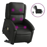 vidaXL Massagesessel mit Aufstehhilfe Elektrisch Schwarz Echtleder
