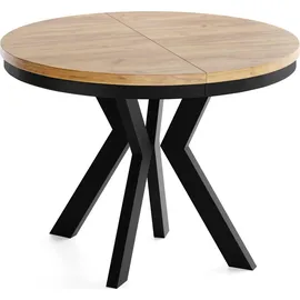 WFL GROUP Runder Ausziehtisch 80-130 x 77 cm braun