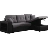 Habitat et Jardin Ecksofa reversibel mit Schlaffunktion Axel - 3-Sitzer - Schwarz / Schwarz/Grau