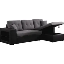 Habitat et Jardin Ecksofa reversibel mit Schlaffunktion Axel - 3-Sitzer - Schwarz / Schwarz/Grau