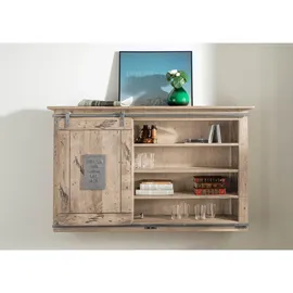 Massivmoebel24 Wandregal 130 x 25 x 80 cm Whitewash