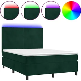 vidaXL Boxspringbett 140 x 200 cm Dunkelgrün