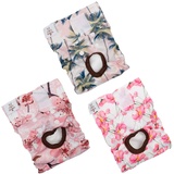 CuteBone 3er-Pack Waschbare Hundewindeln für Damen, Wasserdichte Welpenhosen, Valentinstag, Rosenkollektion für Hündchen in der Hitzeperiode D23L-DE