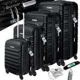 Kesser KESSER® 4tlg. Hartschalenkofferset Hartschalenkoffer Reisekoffer Set Reisekofferset Trolley Koffer Inkl. Kofferwaage + Gepäckanhänger Rollkoffer Schloss 4 Rollen ABS-Hartschale Teleskopgriff S-M-L-XL