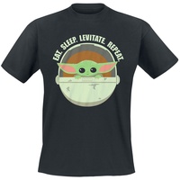 Star Wars T-Shirt - The Mandalorian - Eat. Sleep. Levitate. Repeat. - Grogu - XL bis XXL - für Männer - Größe XL - schwarz  - Lizenzierter Fanartikel - XL