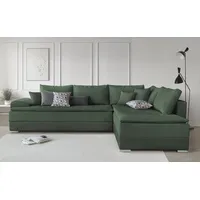 Ecksofa INOSIGN "Night & Day L-Form mit Dauer-Schlaffunktion mit Armlehne", grün (flaschengrün), B:324cm H:95cm T:218cm, Struktur ( 100% Polyester), Luxus-Microfaser (100% Polyester), Sofas, mit Boxspring-Bettfunktion 180x200 cm und Bettkasten, Dauerschläfer, Topseller