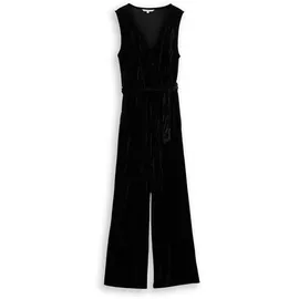 Tom Tailor DENIM Damen Relaxed Jumpsuit aus Samt, schwarz, Uni, Gr. M