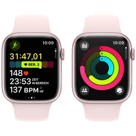 Apple Watch Series 9 GPS + Cellular 45 mm Aluminiumgehäuse rosé, Sportarmband hellrosa M/L