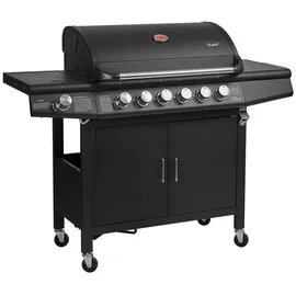 TAINO RED 6+1 Gasgrill BBQ Grillwagen Edelstahl Brenner+ Seitenkocher Schwarz