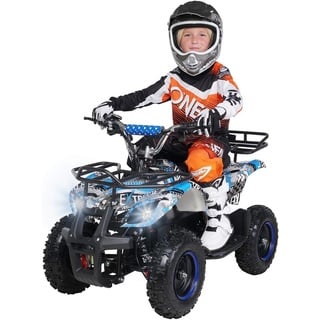 Actionbikes Motors Kinder Elektro Miniquad ATV Torino | 1000 Watt 36 Volt - Scheibenbremsen - Umweltfreundlicher Elektromotor - LED-Scheinwerfer - Kinder Quad (1000 Watt Blau Polo)