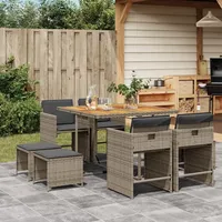 vidaXL Garten-Essgruppe 9-tlg. Grau