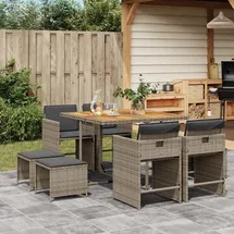 vidaXL Garten-Essgruppe 9-tlg. Grau
