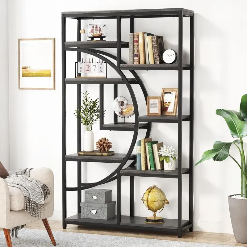 Tribesigns Freistehendes Bücherregal, 175cm Etagere-Bücherregal mit 9 offenen Regalen