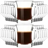 KIAPPO Gläser Set 220 ml - 24 Stück Kaffee Gläser - Tee Gläser - Cocktailgläser - Trinkgläser - Latte Macchiato-Gläser - Massive Hochgläser mit Henkel - 58 x 58 x 84 mm