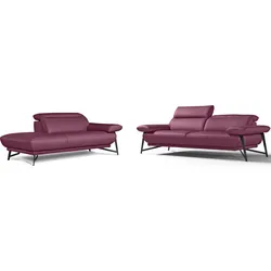 Egoitaliano Polstergarnitur »Anais, Design mit hohem Sitzkomfort für mehr Bequemlichkeit«, Set: bestehend aus Sofa und Ottomane, inkl. Kopfteilverstellung Egoitaliano violett