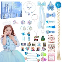 Adventskalender Kinder 2024 Mädchen Blau Weihnachtskalender Kinder, 24 Tage Füllung Adventskalender Countdown Haarschmuck Ringe Charms Haarspange Haargummi, Weihnachtsgeschenke für 3-12 Jahre