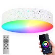 B.K.Licht - Smart Home LED Deckenlampe mit App- und Sprachsteuerung, einstellbar von warmweiß bis kaltweiß, buntes RGB Licht, Lampe,LED Deckenleuchte, Wohnzimmerlampe, 49x12 cm, Weiß