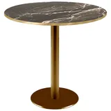 RestooTab - Tisch Rome goldmetallic Ø70cm Dekor Marmor royal Kanten messingfarben