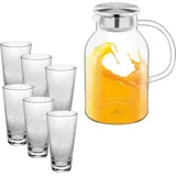 wilmax england Wilmax Glaskrug 2,1L mit 6 Wassergläsern à 320 ml - Transparent - Getränkeset