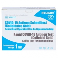 HYGISUN 5 x Stück 1er Set Anbio Biotech COVID-19 Antigen Schnelltest - Kit / Spucktest / Laientest + 1x Nanosilber Maske