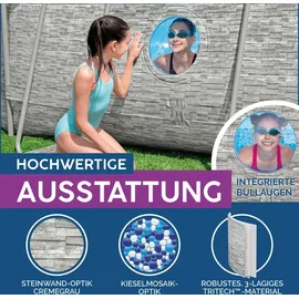 BESTWAY Power Steel Swim Vista Series Set 427 x 250 x 100 cm steinwandoptik inkl. Filterpumpe