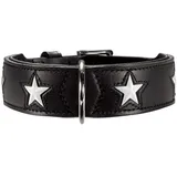 Hunter Magic Star Hundehalsband, mit Sternen, Leder, weich, 37 (XS-S), schwarz