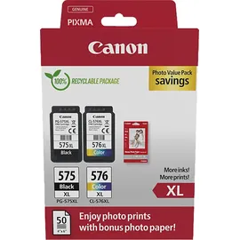 Canon PG-575XL/CL-576XL + /CL-576XL Photo Value Pack PG-575XL 4-farbig + Papier