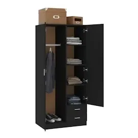 vidaXL Kleiderschrank Schwarz 80x52x180 cm Holzwerkstoff