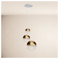 S.luce Pendelleuchte Orb 3-flammige Galerieleuchte Modular Gold Verlauf, Weiß