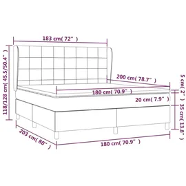 vidaXL Boxspringbett mit Matratze Taupe 180x200 cm Stoff