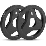 JFIT Gusseisen Olympische 2 Zoll Griffplatte für Langhantel, 2,3 kg Set mit 2 Scheiben Eisen Griffplatten für Gewichtheben, Crossfit - 5,1 cm Hantelscheibe für Bodybuilding