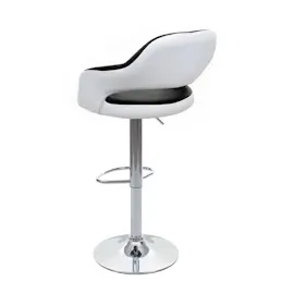 Mendler 2er-Set Barhocker HWC-F16, Barstuhl Tresenhocker Drehhocker, mit Lehne Kunstleder ~ schwarz-weiß