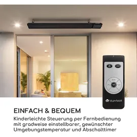 Blumfeldt Heizstrahler, Elektrische Heizung für Terrasse, Infrarotstrahler mit Fernbedienung, Timer, LED-Anzeige, IP44 Infrarot Heizstrahler Innen... - Schwarz