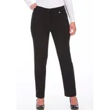 KjBrand Stoffhose "Hose Bea in Bi-Stretch Kammgarnoptik mit Bügelfalte", Damen, Gr. 24, K-Gr, schwarz, Web, Obermaterial: 63% Polyester, 35% Viskose, 2% Elasthan, unifarben, weit, unten schmal normal, Hosen Stoffhose, Sommerhose, ideal für kräftige Oberschenkel