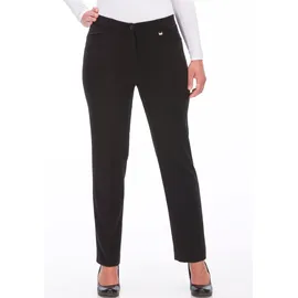 KjBrand Stoffhose "Hose Bea in Bi-Stretch Kammgarnoptik mit Bügelfalte", Damen, Gr. 24, K-Gr, schwarz, Web, Obermaterial: 63% Polyester, 35% Viskose, 2% Elasthan, unifarben, weit, unten schmal normal, Hosen Stoffhose, Sommerhose, ideal für kräftige Oberschenkel