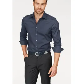 Olymp Businesshemd OLYMP Level Five body fit, New York Kent", Herren, Gr. 41, Normaler Arm, marine, 97% Baumwolle, 3% Elastolefin, Hemden,
