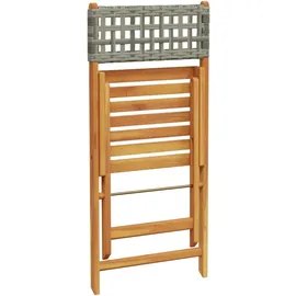 vidaXL 3-tlg. Bistro-Set Grau Poly Rattan und Massivholz