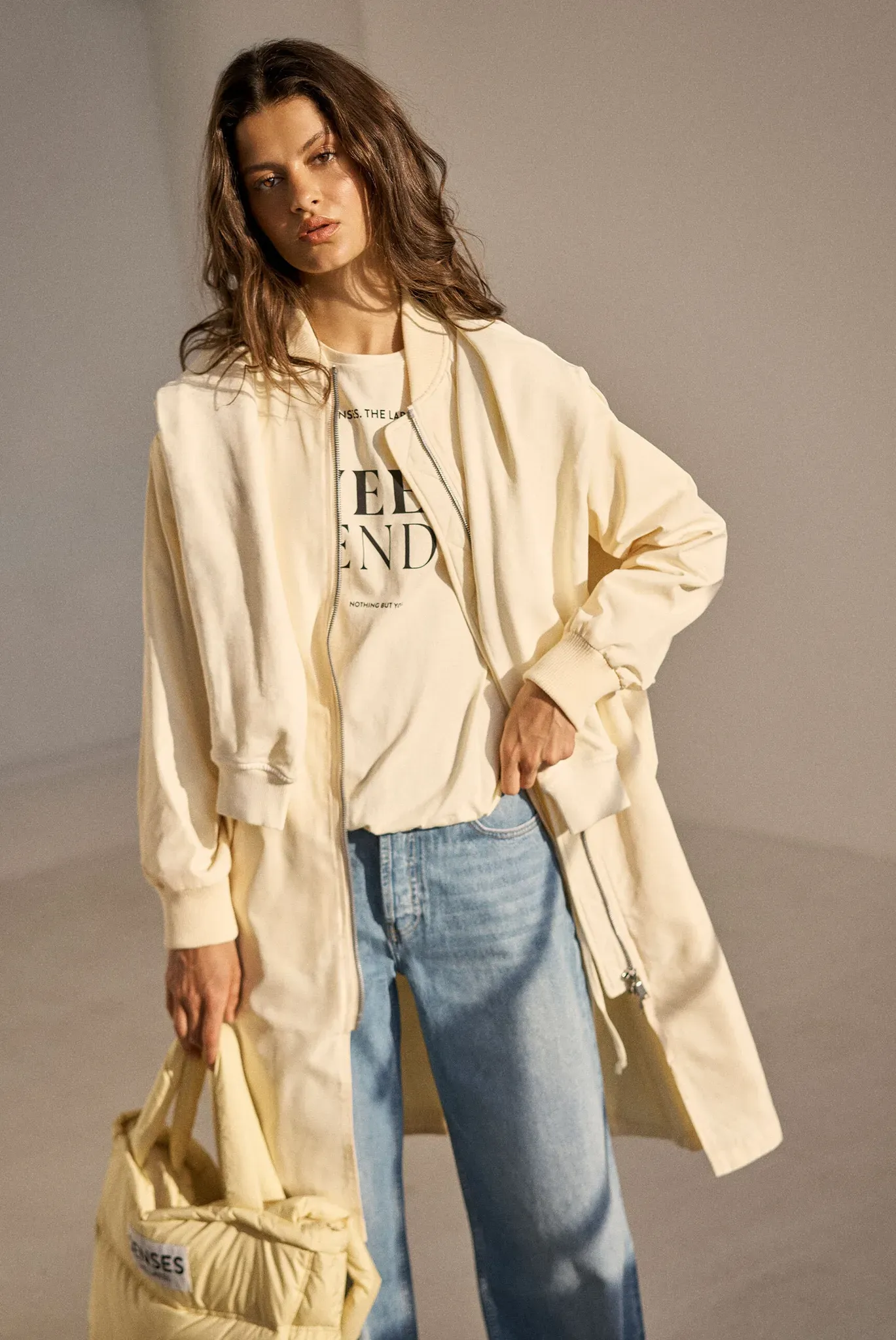 Blouson SENSES.THE LABEL, Damen, Gr. XXL, buttergelb, Web, Material Oberstoff: 100% Polyester, Futter: 100% Polyamid, unifarben, regular fit lang, eingesetzt Rippbündchen, Jacken Blouson, mit Zwei-Wege-Reißverschluss