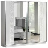 Xlmoebel Schiebetürenschrank Weißer Spiegelschrank aus Holz für das Schlafzimmer (Kleiderschrank) Hergestellt in Europa weiß