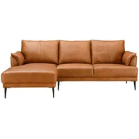 Livetastic Ecksofa, Rost, Leder, Echtleder, Rindleder, 3-Sitzer, Ottomane links, L-Form, 233x153 cm, Wohnzimmer, Sofas & Couches, Wohnlandschaften, Ledersofas