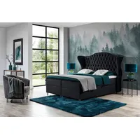 99rooms Adele Boxspringbett Velours 180x200 cm Schwarz