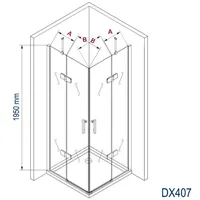 Bernstein DX407 Eckdusche mit Schwingtüren rechts 90 x 90 cm transparent Echtglas