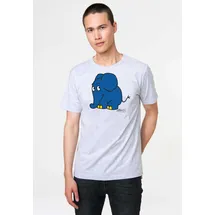 LOGOSHIRT T-Shirt "Sendung mit der Maus - Elefant", Herren, Gr. L, grau (grau, meliert), 95% Baumwolle, 5% Viskose, unifarben, normal, Rundhals, Shirts T-Shirt, mit coolem Print