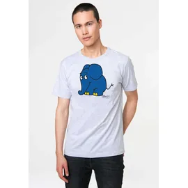 LOGOSHIRT T-Shirt "Sendung mit der Maus - Elefant", Herren, Gr. L, grau (grau, meliert), 95% Baumwolle, 5% Viskose, unifarben, normal, Rundhals, Shirts T-Shirt, mit coolem Print