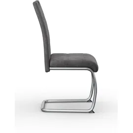 Hela 4er Set Schwingstuhl Flora II Microfaser Vintage anthrazit, Rundrohrgestell verchromt, Lehne mit Griff