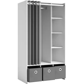 Pol-Power Kleiderschrank Jenke 100 x 145 x 50 cm Weiß/Grau
