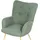 Beliani Ohrensessel Vejle Bouclé 70 x 100 x 80 cm Hellgrün mit Hocker