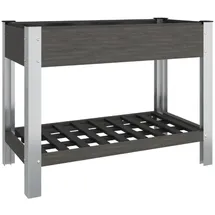 furnicato Garten-Hochbeet mit Ablage 100 x 50 x 75 cm Grau