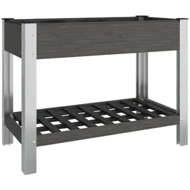 furnicato Garten-Hochbeet mit Ablage 100 x 50 x 75 cm Grau